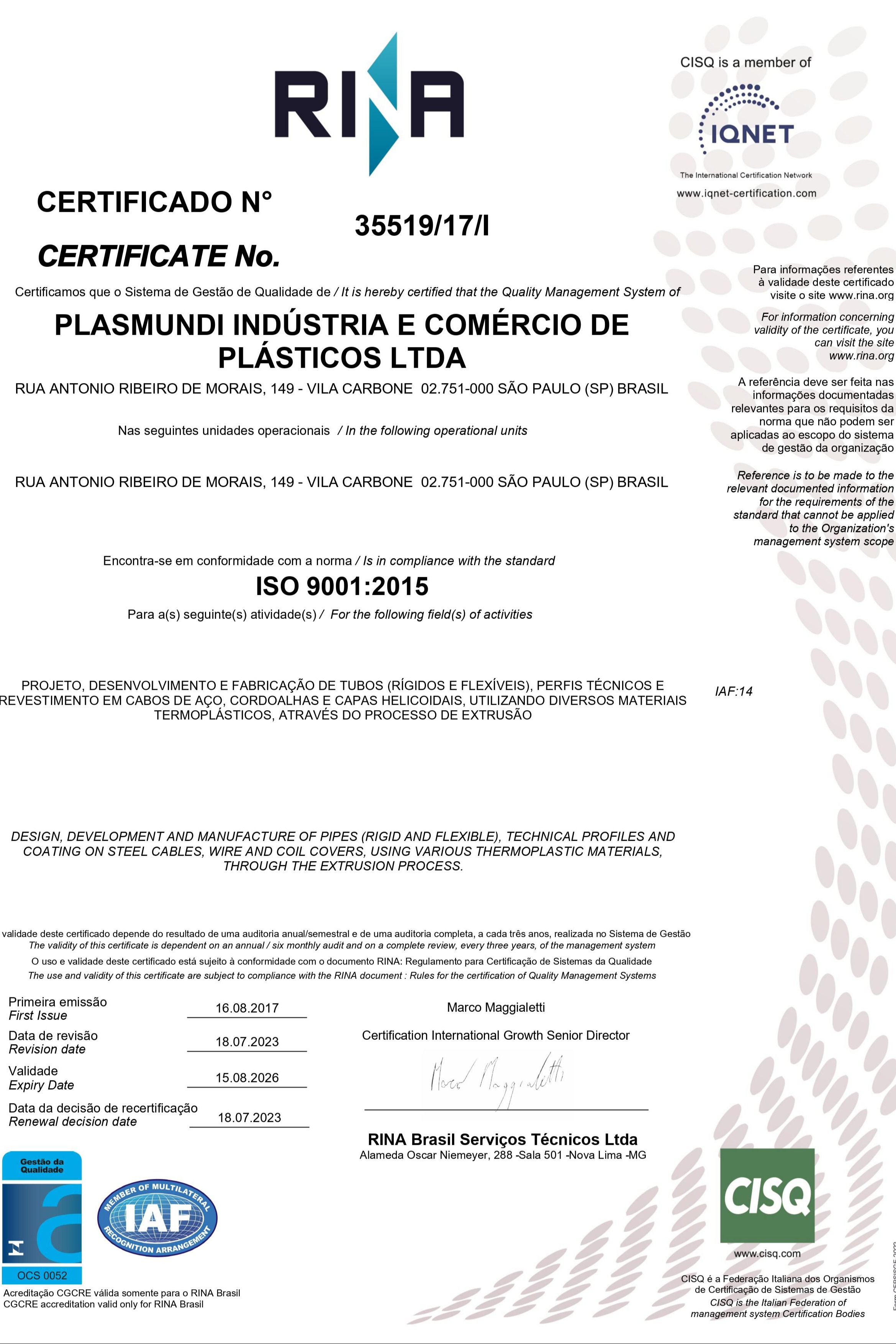 Certificado ISO 2023