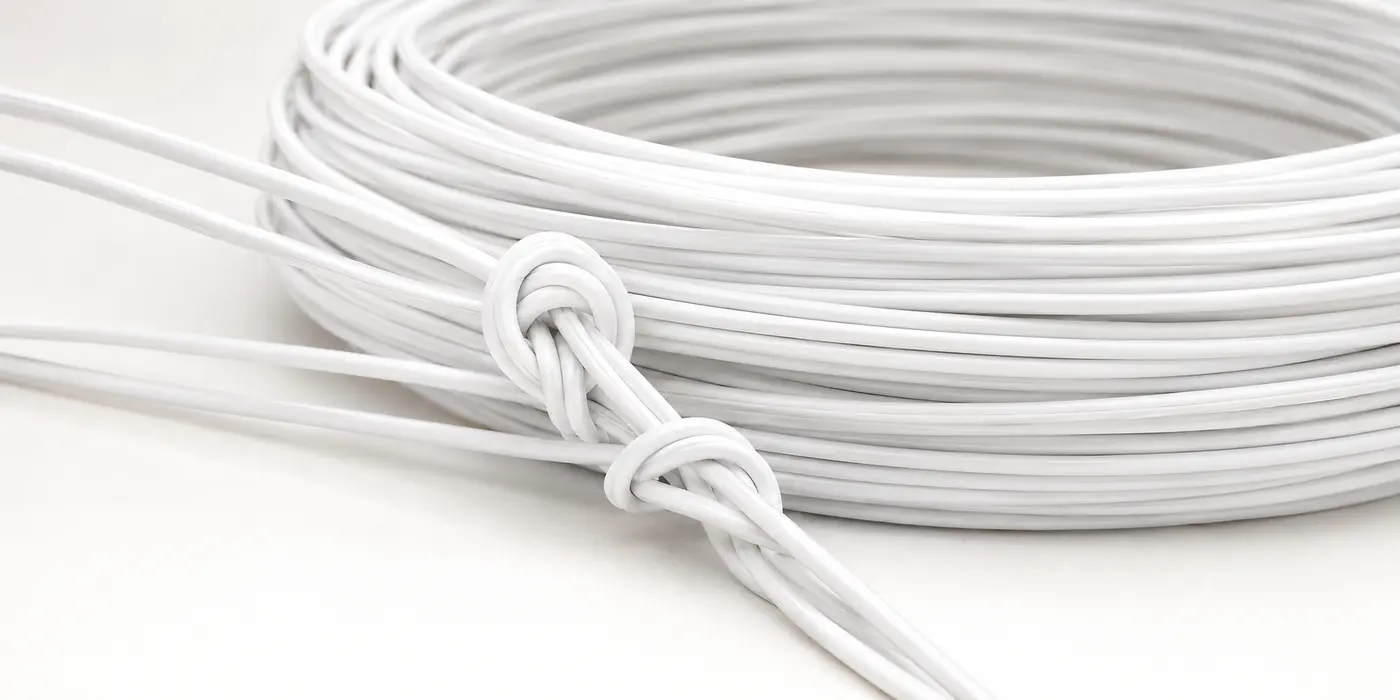 Bobina e amarrilho de PVC branco
