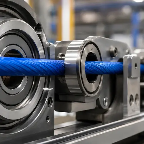 Linha industrial com cabo revestido