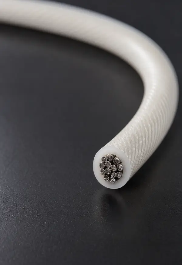 Cabo branco flexível revestido em Nylon 12