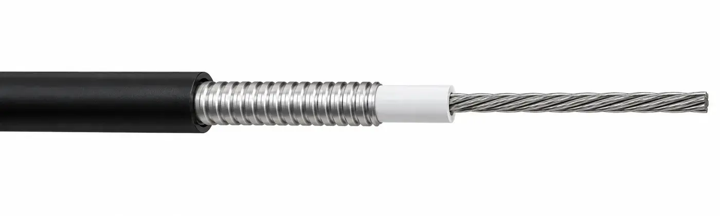 Estrutura de cabo de comando com revestimento e mecanismo