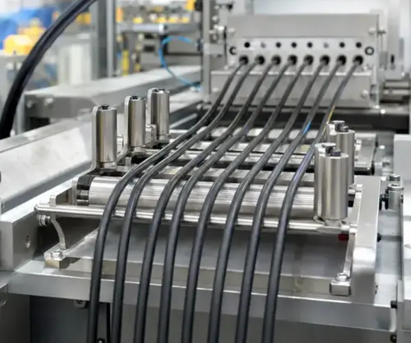 Cabos em instalação industrial química