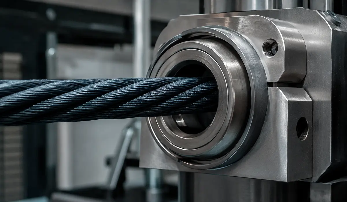 Cabo Policoated passando por rolamento industrial