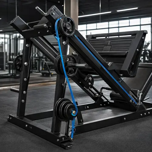 Máquina leg press com cabo azul
