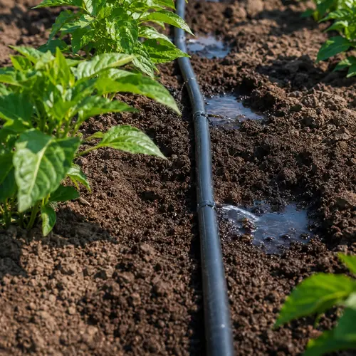 Linha de irrigação instalada em viveiro