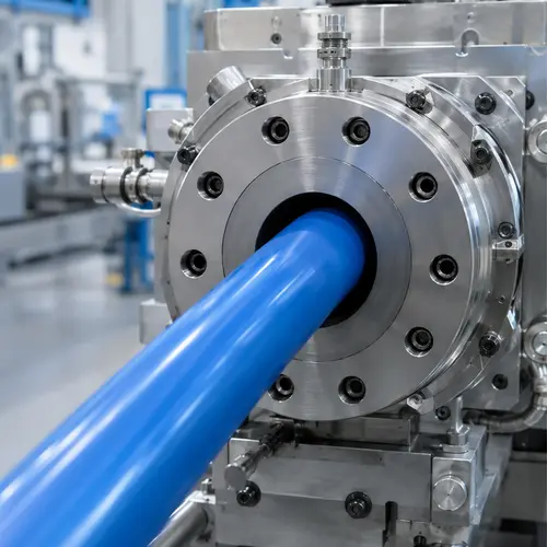 Linhas pneumáticas em montagem industrial