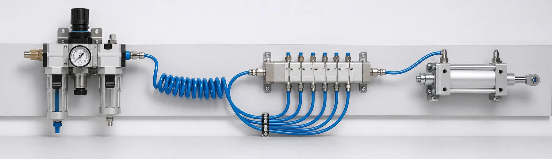 Sistema pneumático completo da preparação do ar ao acionamento